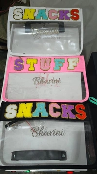 Premium quality multipurpose pouches with chenille alphabet patches - Without name