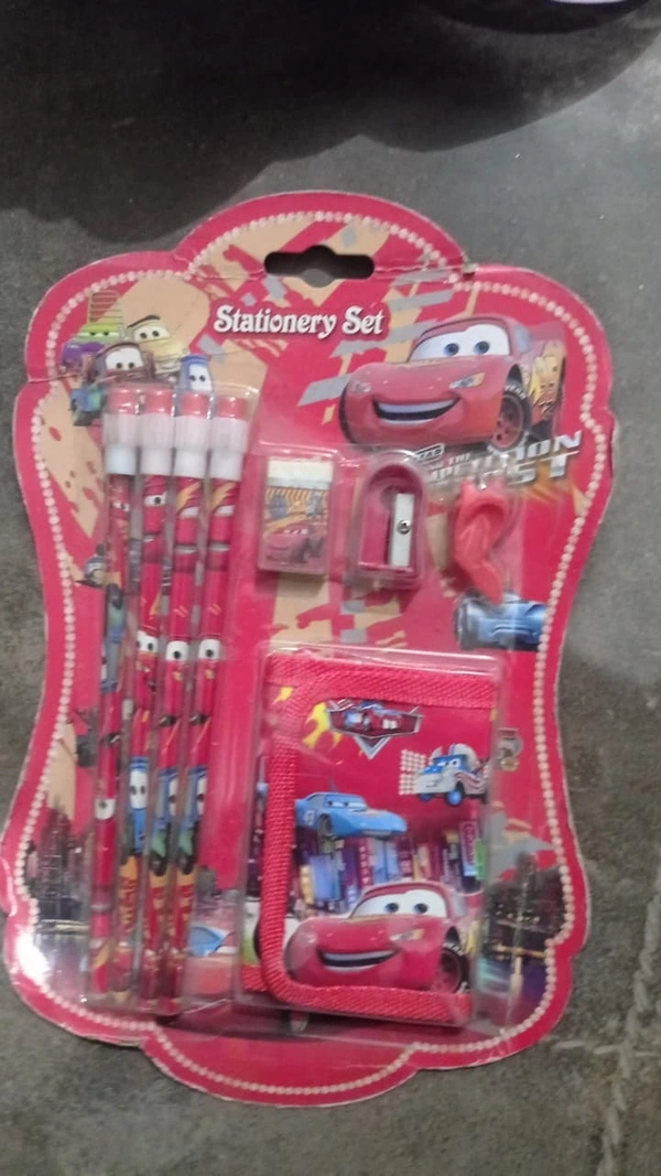 Stationery set with wallet, 4 pencils, eraser, sharpener and pencil grip Real pic shared