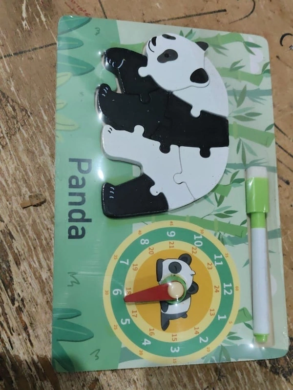 wooden board with puzzle n clock toy Whiteboard on the back