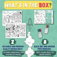 Doodle mats diy kit Reusable 2 themes available vehicle and animal Included in box are 2mats and markers. 