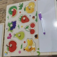 Wooden puzzle board with whiteboard on the bottom