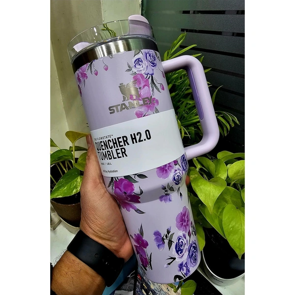 Stanley Printed Steel Sipper – 1 Pc | Fashionable, Durable, and Leak-Proof Bottle for Everyday Hydration - Purple