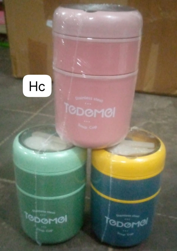 Tedemei Double Partition Leakproof Soup Bowl – 2-in-1 Hot Pot & Food Container for Office & Travel - Blue