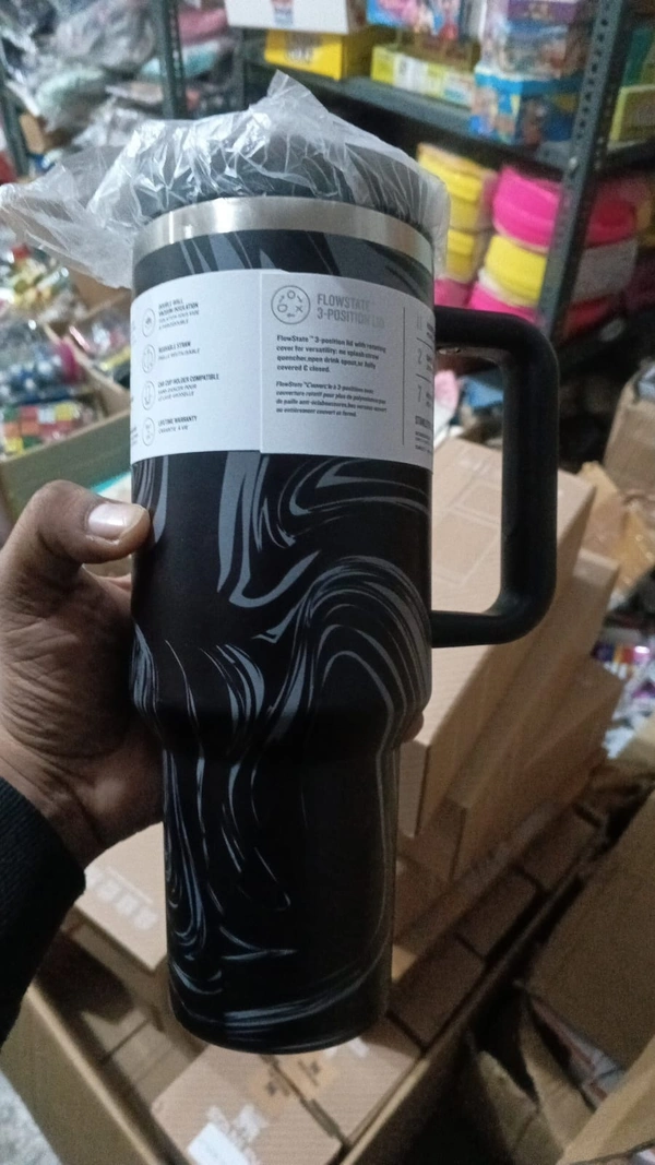 Stanley Stainless Marble Stone Steel Adventure Quencher Travel Tumbler 1.1 Liters - Black