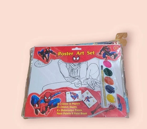 Poster art set Contains 6 x Colour In Posters 2 x Sketch Sheets 6 x Watercolour Paints Paint Palette & Paint Brush
