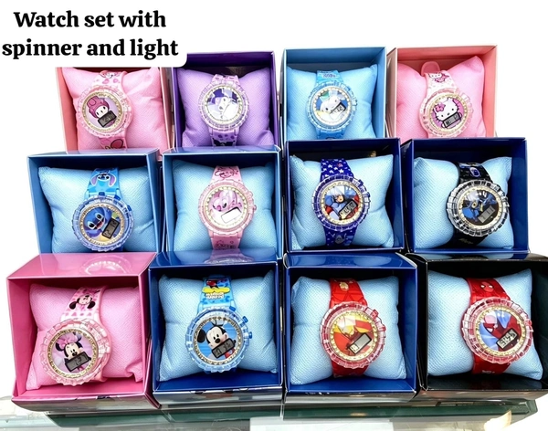 New premium quality kids watch set in box packing with spinner and light