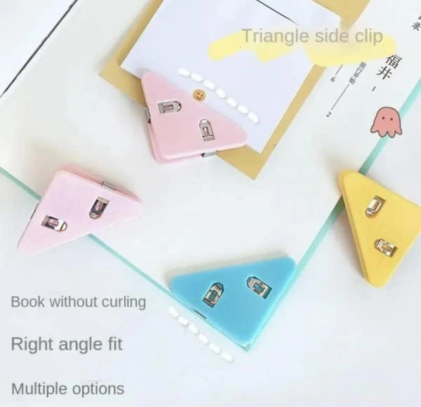 Corner Paper Clip Prevent Books Curling,Triangle Book Page Bookmark for Students,Multifunctional Document Clip Book Page Corner Clip (Pack of 10)