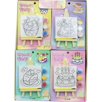 design available- unicorn, kuromi and cake theme canvas with easel n colors combo