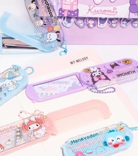 Cartoon foldable mirror with comb keychain