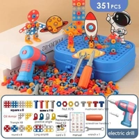 Toys for Kids, Screwdriver Toy Set with Electric Drill & Button Art,DIY Puzzle STEM Educational Building Blocks Learning Kit, Multicolor Boys & Girls