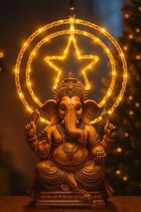 Celebrate Ganesh Chaturthi, Diwali in a unique style by decorating your houses and windows with our double wired star lamp light. Colours: Warm white                  Multi                   Decorate it at the back of Ganpati ji or hang it anywhere to make the decor unique.   Plug operated light with high quality wire and pendant.  Comes in box packing