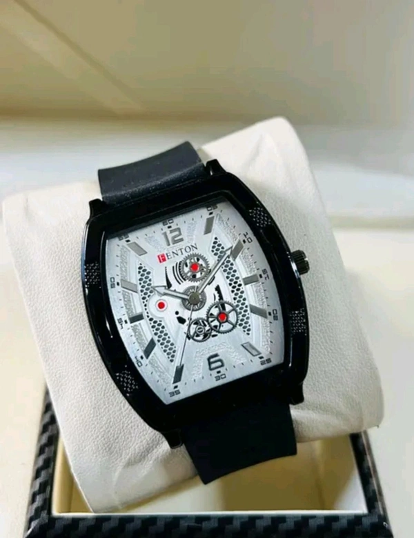 Fenton Skeleton Black Dial Watch With Silicon Strap For Men