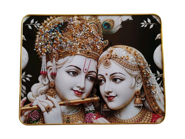 Attractive Crystal Decorated Photo Fram 30x40 CM. - Radha Krishna