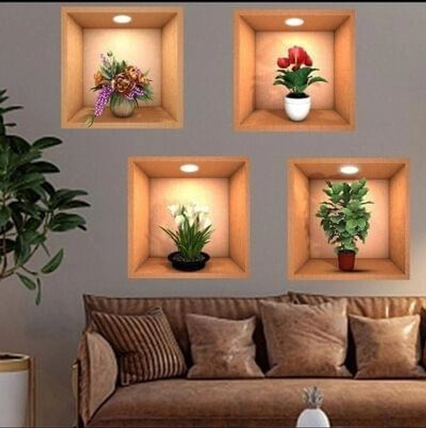 Flower shape wall sticker set of 4