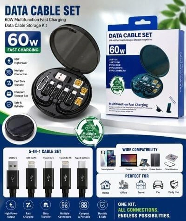 60 watt fast charging multifunctionn data cable set