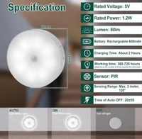 Motion Sensor Light for Home, USB Rechargeable Wireless LED Night Light, Self Adhesive Body Induction Lamp for Wardrobe, Cupboard