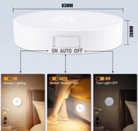 Motion Sensor Light for Home, USB Rechargeable Wireless LED Night Light, Self Adhesive Body Induction Lamp for Wardrobe, Cupboard