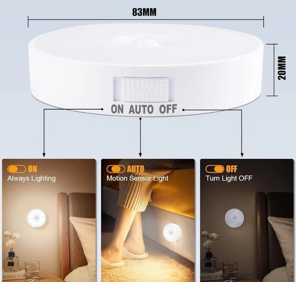 Motion Sensor Light for Home, USB Rechargeable Wireless LED Night Light, Self Adhesive Body Induction Lamp for Wardrobe, Cupboard