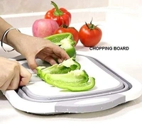 ilicon Based Multifunctional Kitchen Foldable Cutting, Chopping Board, Vegetable & Fruit Washing Storage Basket
