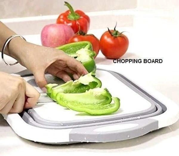 ilicon Based Multifunctional Kitchen Foldable Cutting, Chopping Board, Vegetable & Fruit Washing Storage Basket