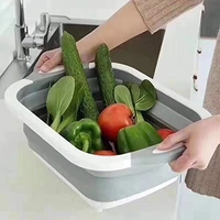 ilicon Based Multifunctional Kitchen Foldable Cutting, Chopping Board, Vegetable & Fruit Washing Storage Basket