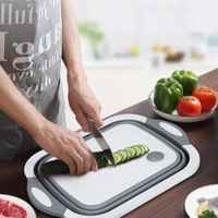 ilicon Based Multifunctional Kitchen Foldable Cutting, Chopping Board, Vegetable & Fruit Washing Storage Basket