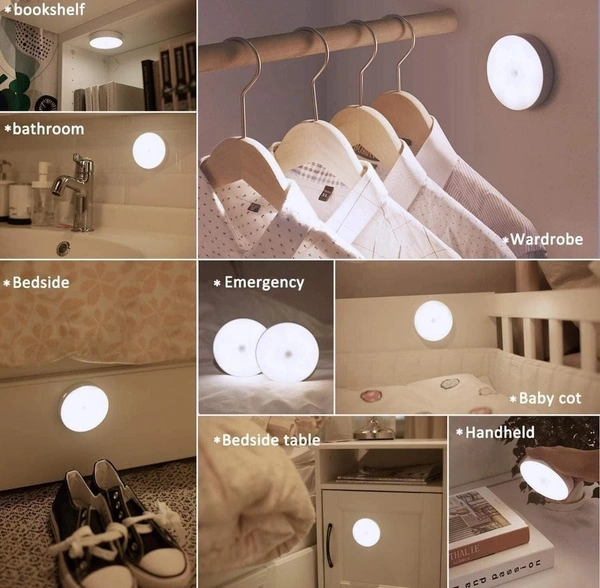 Motion Sensor Light for Home, USB Rechargeable Wireless LED Night Light, Self Adhesive Body Induction Lamp for Wardrobe, Cupboard
