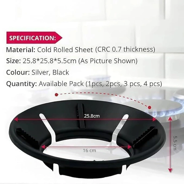 Black Gas Saver Burner Stand for LPG Gas Stove (Pack of 2)