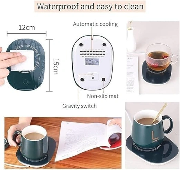 Ceramic Coffee Tea Mug with Warmer Auto Shut Off and Heating Function
