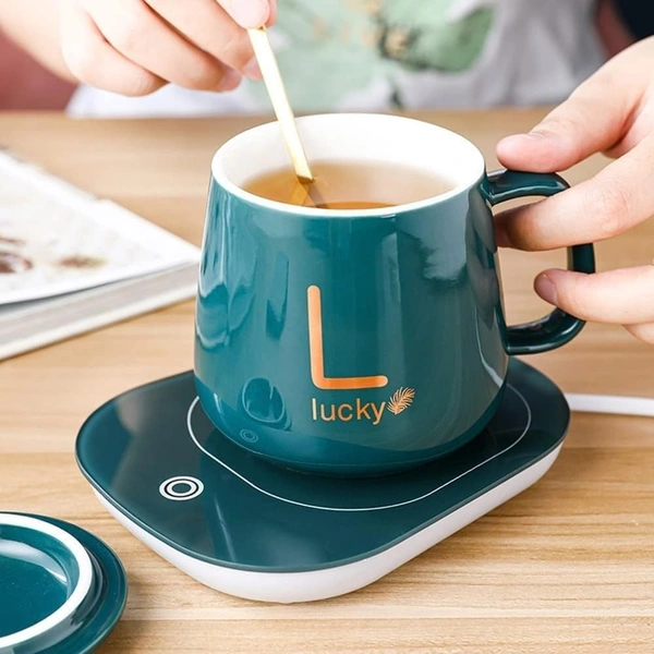 Ceramic Coffee Tea Mug with Warmer Auto Shut Off and Heating Function