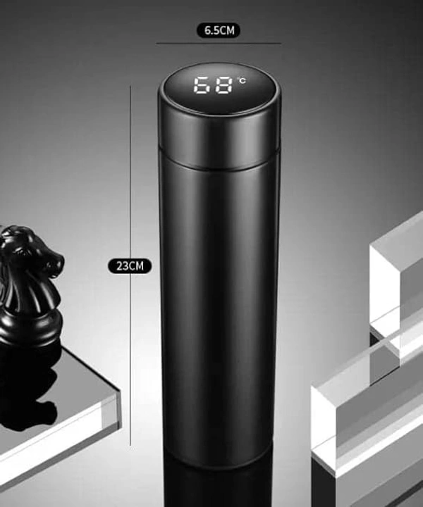 Stainless Steel Temperature Water Bottle Thermos, Double Wall Vacuum Intelligent Cup with LCD Smart Display for Office, Home, Gym, Outdoor Travel Hot and Cold Drinks (500 ML - Black)