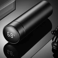 Stainless Steel Temperature Water Bottle Thermos, Double Wall Vacuum Intelligent Cup with LCD Smart Display for Office, Home, Gym, Outdoor Travel Hot and Cold Drinks (500 ML - Black)
