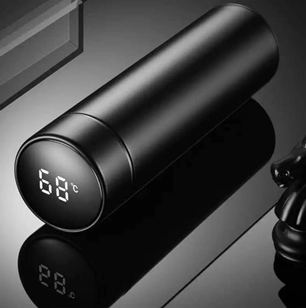 Stainless Steel Temperature Water Bottle Thermos, Double Wall Vacuum Intelligent Cup with LCD Smart Display for Office, Home, Gym, Outdoor Travel Hot and Cold Drinks (500 ML - Black)