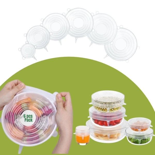 Silicone Stretch Lids, Multi-Size Reusable Silicone Lids for Bowls and Containers