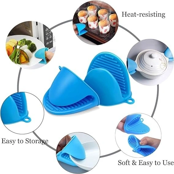 Silicone POT HOLDER Heat Resistant Pinch Mitts for Cooking, Baking & Grilling | Non-Slip Oven Gloves for Safe Grip | Easy to Clean Kitchen Hand Clips (Multicolor) - Multicolor
