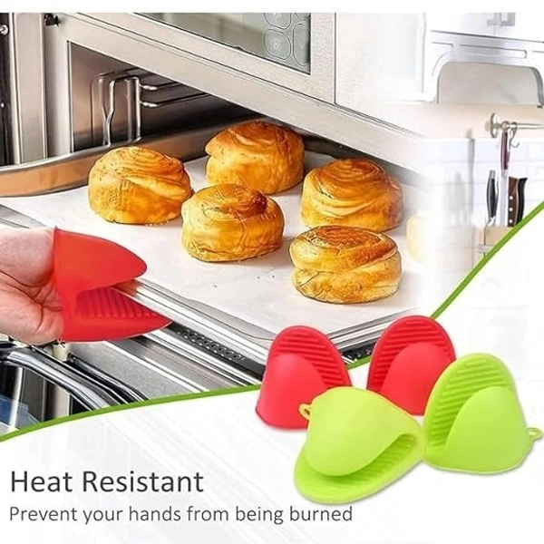 Silicone POT HOLDER Heat Resistant Pinch Mitts for Cooking, Baking & Grilling | Non-Slip Oven Gloves for Safe Grip | Easy to Clean Kitchen Hand Clips (Multicolor) - Multicolor