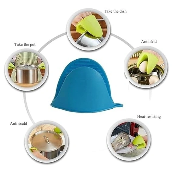 Silicone POT HOLDER Heat Resistant Pinch Mitts for Cooking, Baking & Grilling | Non-Slip Oven Gloves for Safe Grip | Easy to Clean Kitchen Hand Clips (Multicolor) - Multicolor