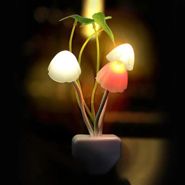3D LED Night Lamp with Plug Smart Sensor auto On/Off and Color Change Mushroom Flowers Beautiful
