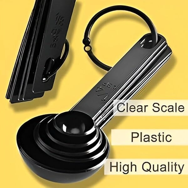 10pcs Kitchen Measuring Spoons Teaspoon Coffee Sugar Scoop Cake Baking Flour Measuring Cups Kitchen Cooking Tools (Black)