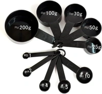 10pcs Kitchen Measuring Spoons Teaspoon Coffee Sugar Scoop Cake Baking Flour Measuring Cups Kitchen Cooking Tools (Black)