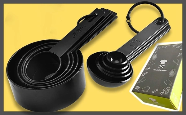 10pcs Kitchen Measuring Spoons Teaspoon Coffee Sugar Scoop Cake Baking Flour Measuring Cups Kitchen Cooking Tools (Black)