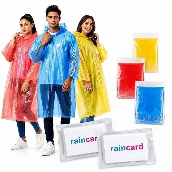 Rain Ponchos Raincoats for Adults Reusable, 2 Pcs Raincoats Ponchos Emergency for Women Men with Hood and Drawstring