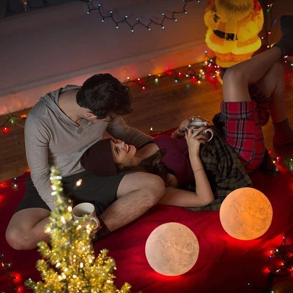 3D Moon Light Lamp 7 Multi Colors Changing Touch Sensor for Adult and Kids with Wooden Stand