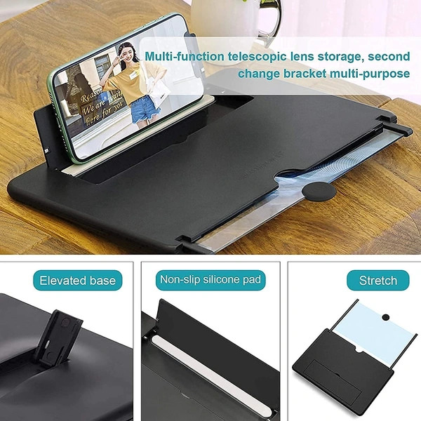 Mobile Phone Magnifier Screen, 3D HD Magnifying Projector Screen Enlarger for Movies, Videos and Gaming