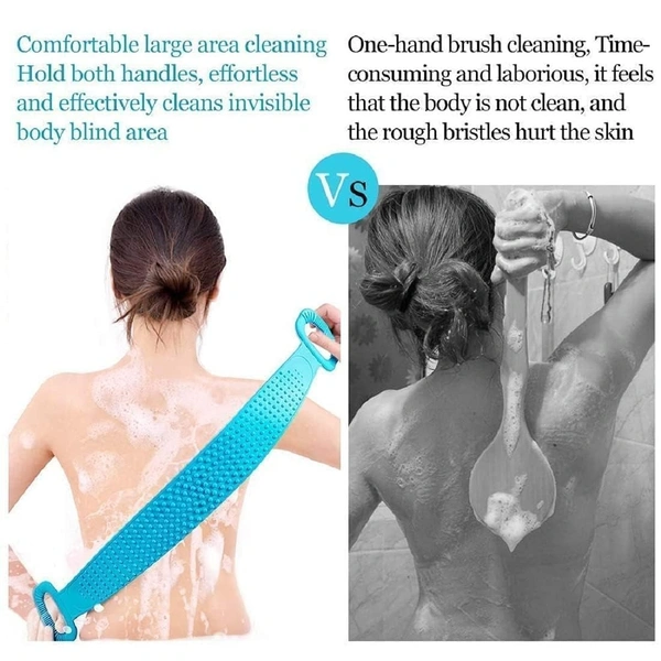 Silicone Body Back Scrubber, Double Side Bathing Brush for Skin Deep Cleaning Massage