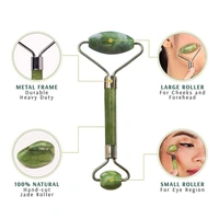 Facial Massager Jade Roller & Gua Sha Tool Natural Himalayan Stone for Face Neck Healing Skin Wrinkles & Serum Application