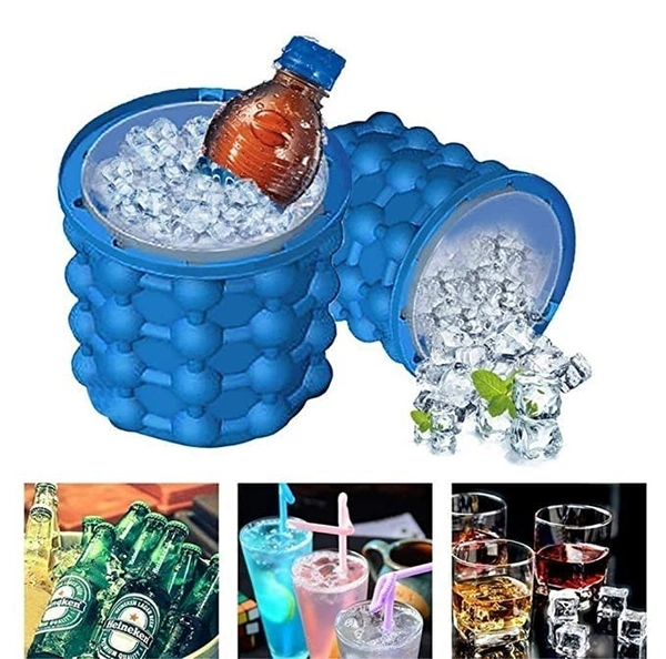 Square Silicone Ice Cube Maker | The Innovation Space Saving Ice Cube Genie | Bucket Revolutionary Space Saving Ice-Ball Makers for Home