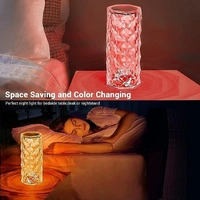Crystal Lamp, 16 Color Changing Rose Diamond Table Lamp, USB Rechargeable Touch Night Lamp with Remote Control for Bedroom