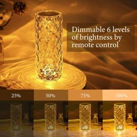 Crystal Lamp, 16 Color Changing Rose Diamond Table Lamp, USB Rechargeable Touch Night Lamp with Remote Control for Bedroom