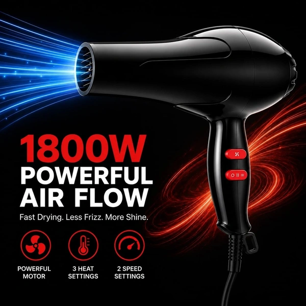 Hair Dryer 1800W Powerful Hot & Cold Air Blow Dryer for Women & Men